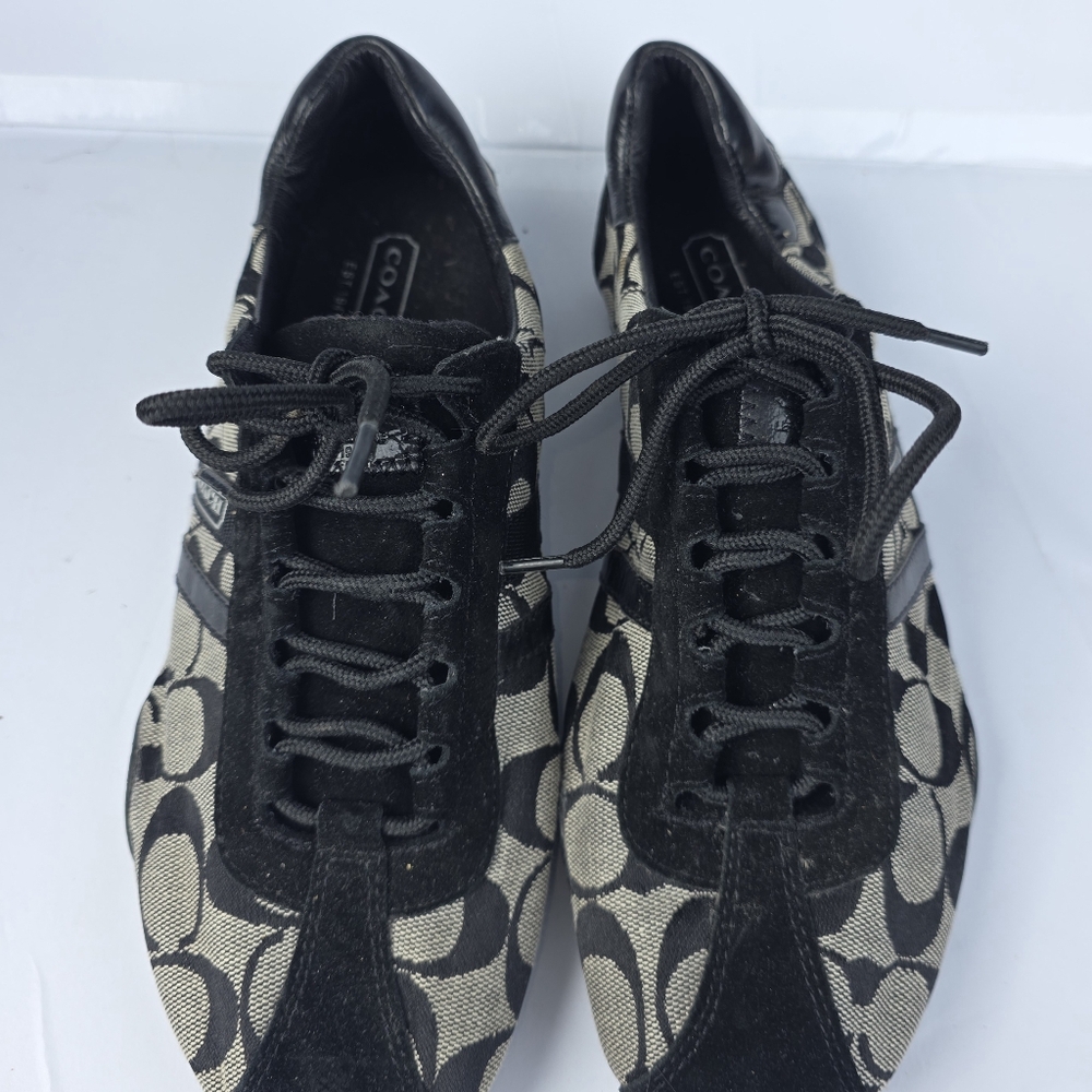 Coach Black and Tan Patterned Sneakers